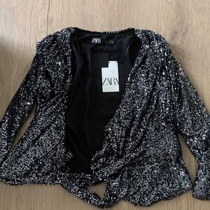 Zara Black Jacket with Silver Sequins